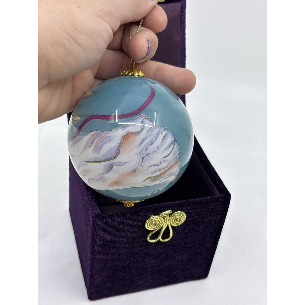 Li Bien Ornament Hand Painted Glass Angel 2003 Christmas Tree Pier 1 Eglomise - Picture 6 of 7
